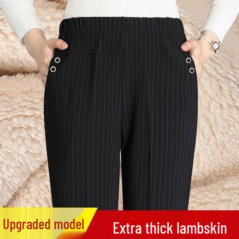Women's Loose High-Waisted Straight-Leg Pants - Plus Size, Plaid & Striped