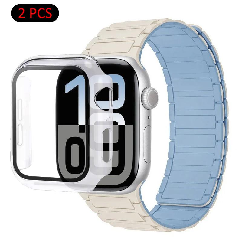 Silicone Strap+Case For Apple Watch Ultra 3/2/1 49mm 11 10 46mm 42mm Magnetic Band iWatch 9 8 7 45mm 41mm 6 5 SE 44mm/40mm Cover