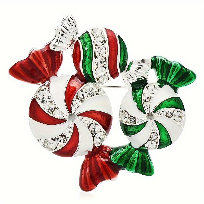 Fashionable Elegant Christmas Candy Brooch Pin for Coats, Suits & Dresses - Perfect Holiday Gift for Friends & Family Christmas Candy