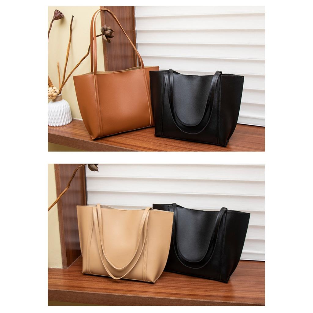 Solid Color, Large Capacity Bag, Women's, New Style, Fashionable, Retro, Tote Bag, Versatile, Single Shoulder Mother Bag