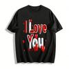 Romantic I Love You Heart Print Couple Casual Versatile T-Shirt Pure Cotton T-shirt