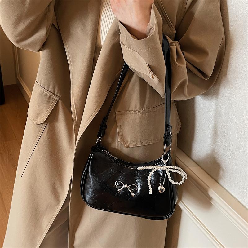 Schultertaschen Schleife Designer Handtaschen Anhänger senden Mode PU Handtaschen Reißverschluss Pendeltasche Achseltasche für Damen