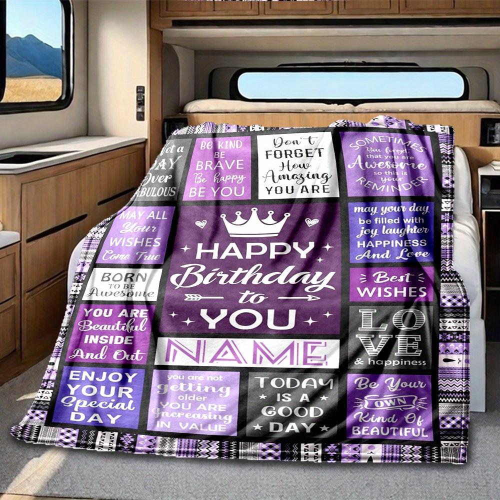 Birthday Wishes Customize Your Name Rv Blanket Soft Comfortable Lightweight Perfect For Travel Camping Picnics Sofas Rvs Beds Living Rooms Gifts For