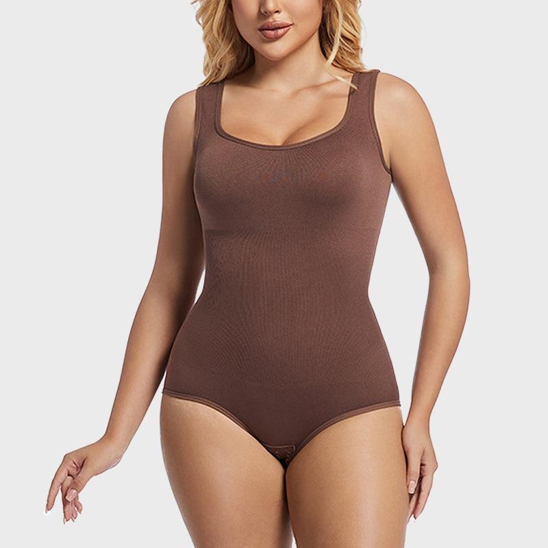 Plus Size Waist Cinching High Waist Shaping Wide Strap Thong Shapewear Bodysuit
