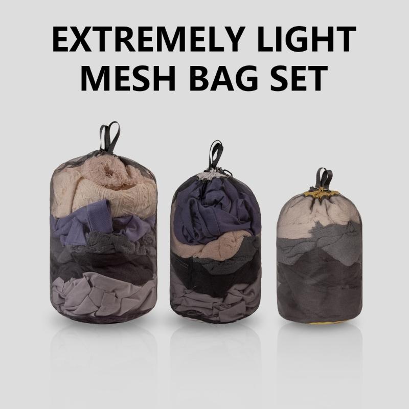 3Pcs Outdoor Mesh Compression Sacks Lightweight Net Bags Drawstring Mesh Bag Stuff Storage Mesh Bag Mesh Stuff Bag Sacks