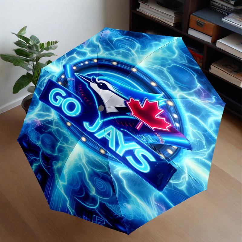 Blue Jays Baseball Season Umbrella 8-Frame for Travel, Camping, Casual Lightweight Portable Umbrella, Essential for Every Family Holidays Gift