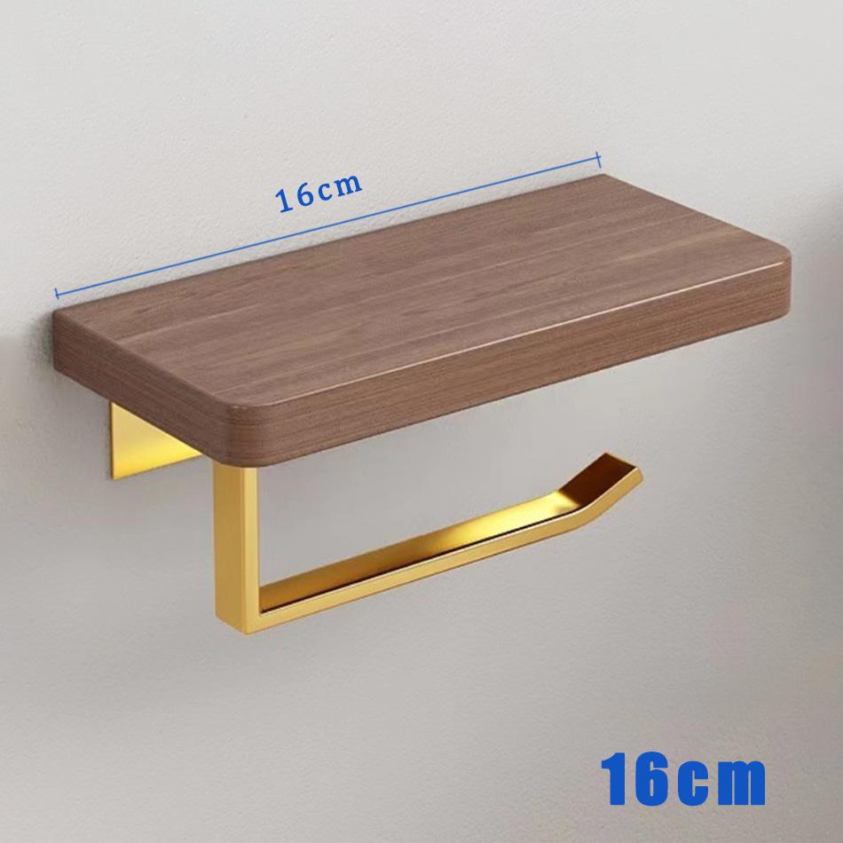 

Двойной держатель для бумаги с полкой из золотистого дерева, настенный держатель для туалетной бумаги, кухонный держатель для полотенец из орехового дерева, вешалка для рулонов туалетной бумаги
