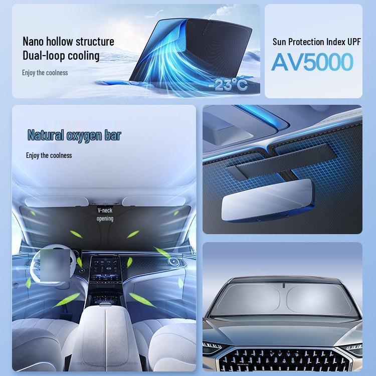Triple-Layer Car Sunshade: Activated Carbon, UV Protection, Heat Insulation, Light Blocker, Summer Sun Umbrella Curtain.