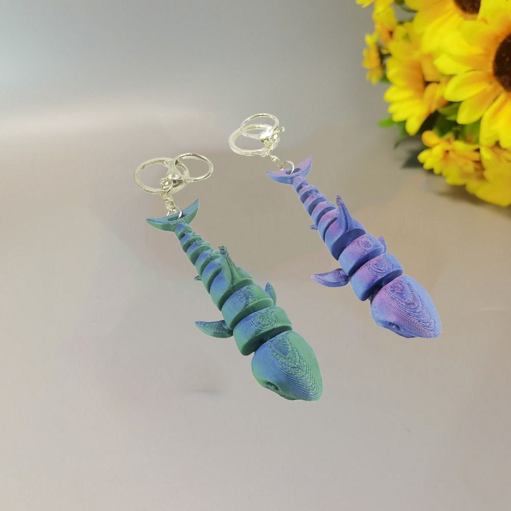 PLA 3D Printed Animals Figurine Multi-jointed Realistic Shark Key Ring  Desk Decor Gifts