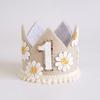 1pc Daisy Pattern Pink Crown Hat 2025 Princess Baby 1st Happy Birthday Photography Props Shower Decorative Party Product
