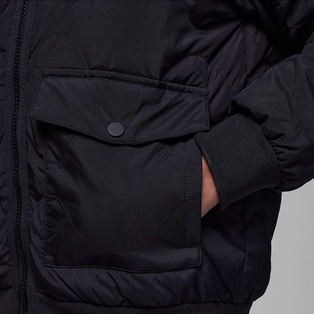 Jordan Kids Casual Quilted Down Jacket With Letter Embroidery Kids Outerwear Black FZ6538-010