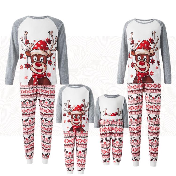 2026 Family of Four Matching Deer Print Christmas Pajamas for Autumn
