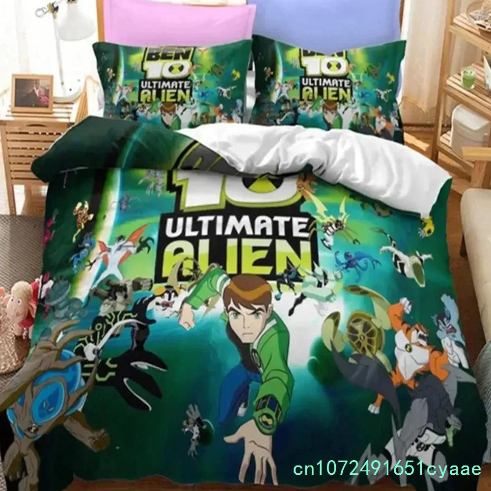3D Print Ben Alien Force 10 Teenage Hacker Bedding Set Soft Comforter Cover With 1/2pcs Pillow Shams For Kids Adults