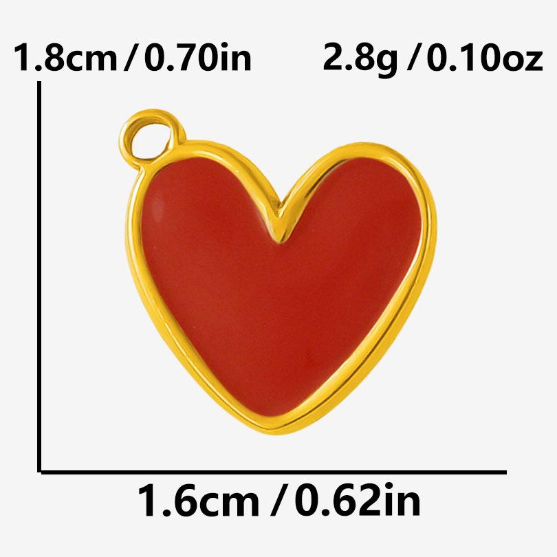 2 Stück Roter Emaille/Strass Liebe Anhänger Edelstahl Herz Charm Für Schmuckherstellung Zubehör Großhandel Steampunk Öl Tropfen Charms