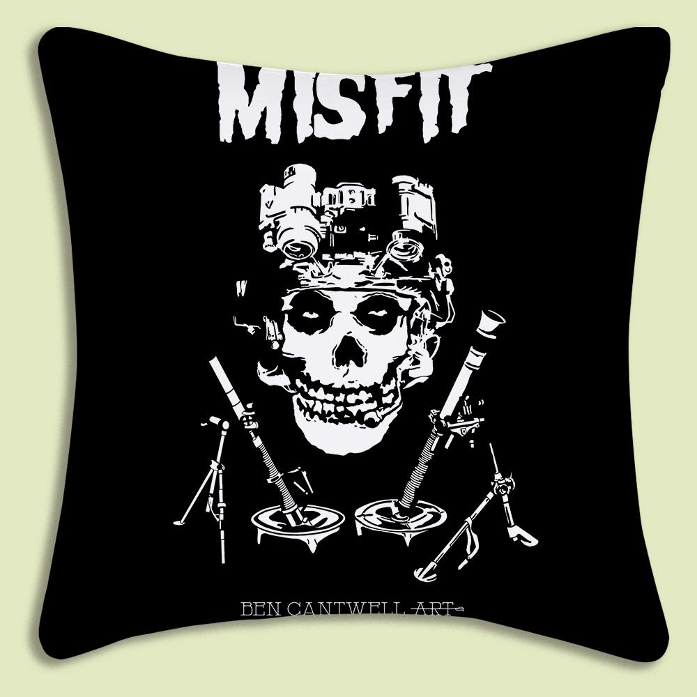 Custom rock band Misfits skull face Pillow Covers Cartoon Sofa Decorative Home Doublesided Printing Short Plush Cute Cushion