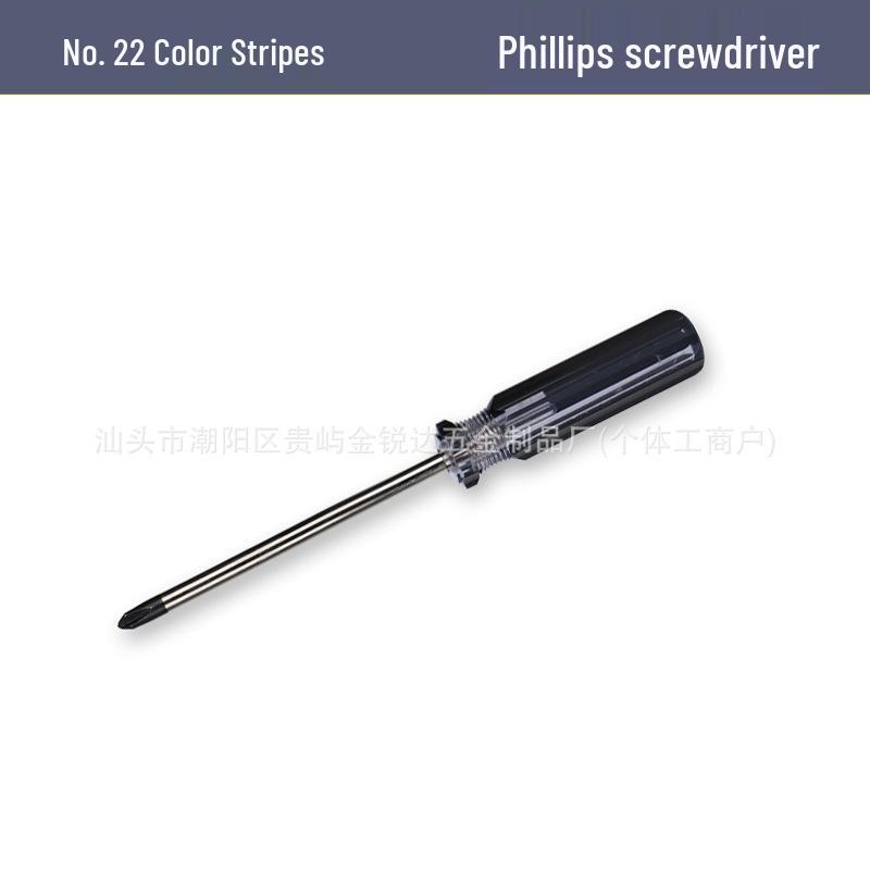 Crystal Color No. 22 Transparent Handle 6-in-1 Magnetic Screwdriver, 4" Black Head, Phillips & Flathead