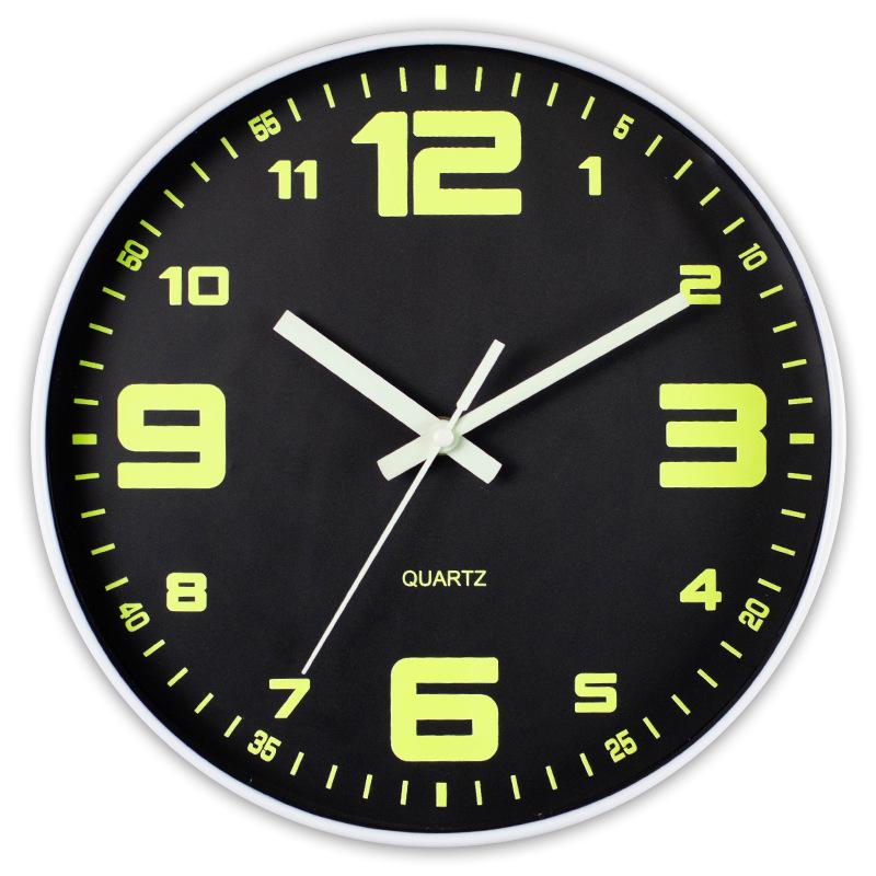 12-Inch Silent Luminous Quartz Wall Clock - Plastic, Creative Design, Popular Item