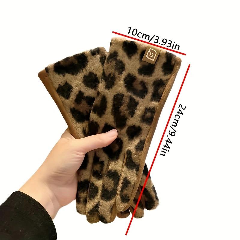Guantes con Estampado de Leopardo Para Ciclismo Invernal, Guantes Cálidos y Resistentes al Frío para Mujer Para Conducir Coches Eléctricos, Guante Cortavientos y de Felpa