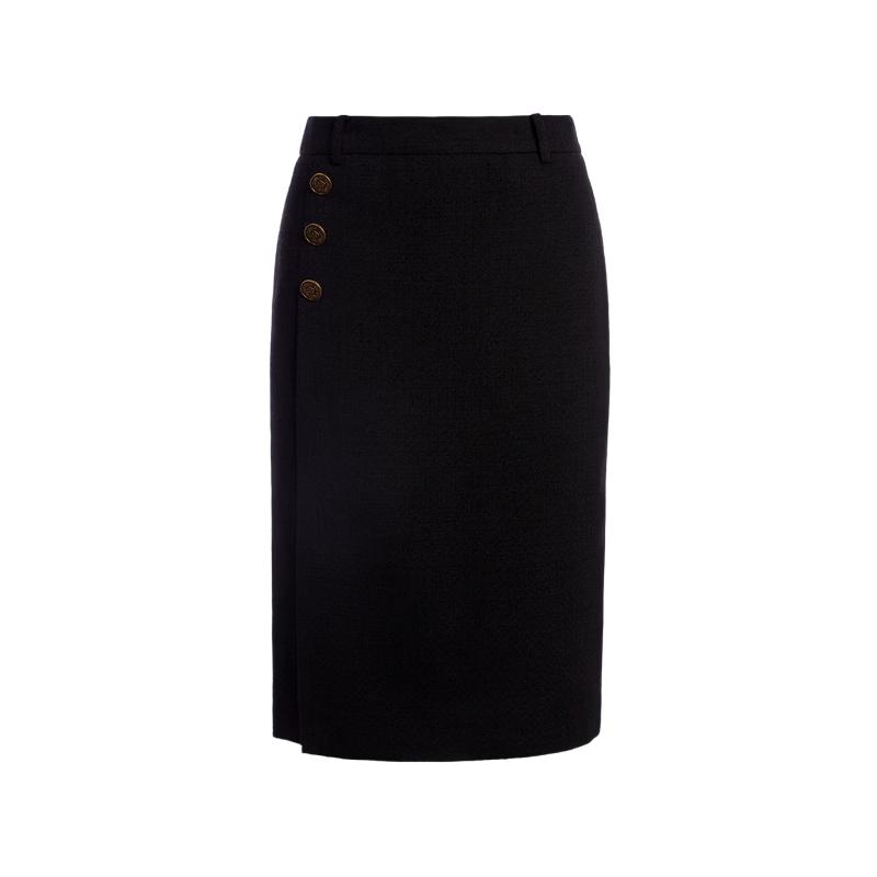 LANGZI Elegant Commuter Straight Midi Skirt M