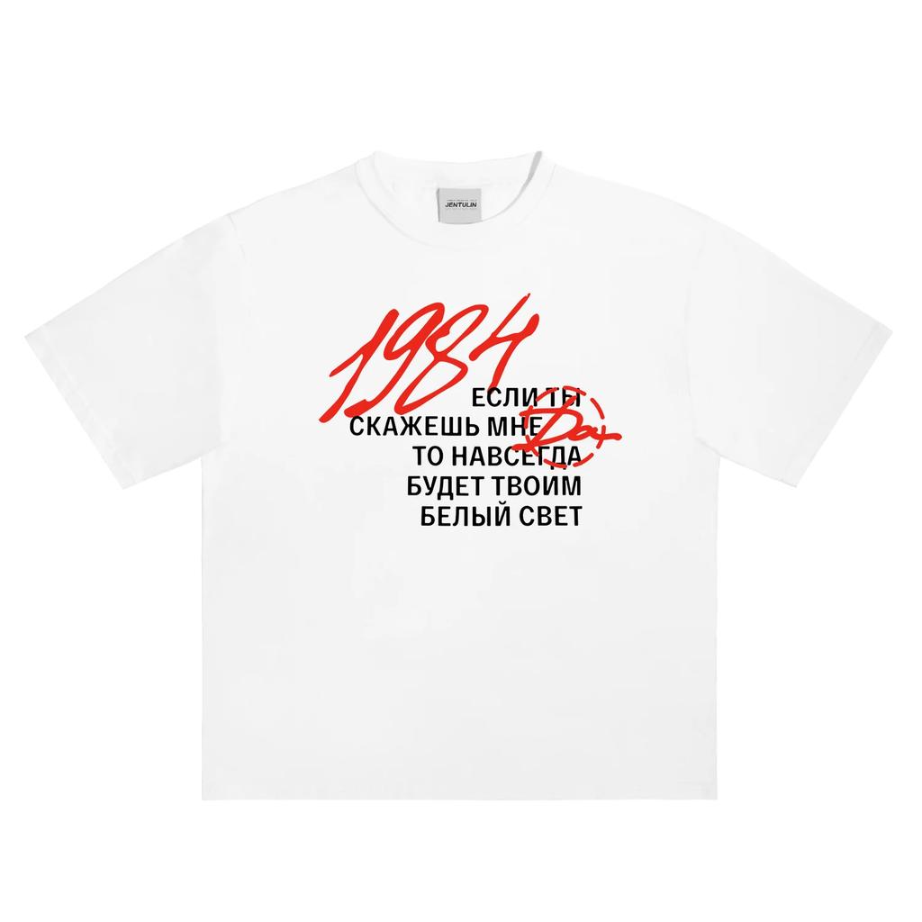 Harajuku Streetwear Pánské tričko 1984 Grafický potisk Oversized Hip Hop Y2k Korejská móda Vintage Tričko s krátkým rukávem Oblečení Léto