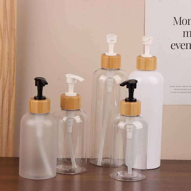300/500 ml bambusový dávkovač s pumpičkou do kúpeľne, na misku pre domáce zvieratá, mydlo na riad, prázdna fľaša, na doplnenie pleťového mlieka, sprchový gél, tekutý, matná nádoba