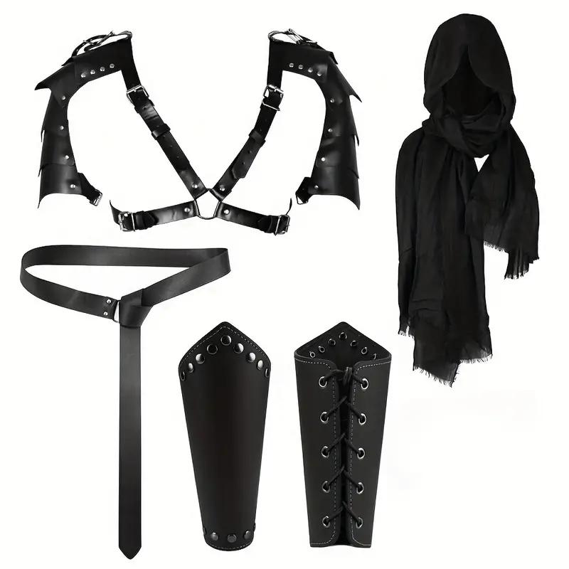 1 Set Renaissance Medieval Viking Belt and Wristguards and Shoulder Cape Halloween Christmas Cosplay Costume