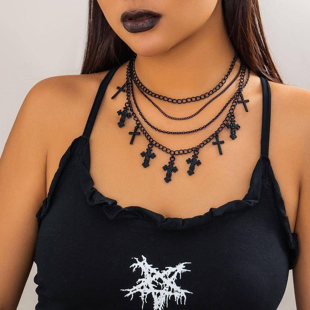 Star Pendant Multi-layer Tassel Necklace - Sweet Cool Black Clavicle Jewelry