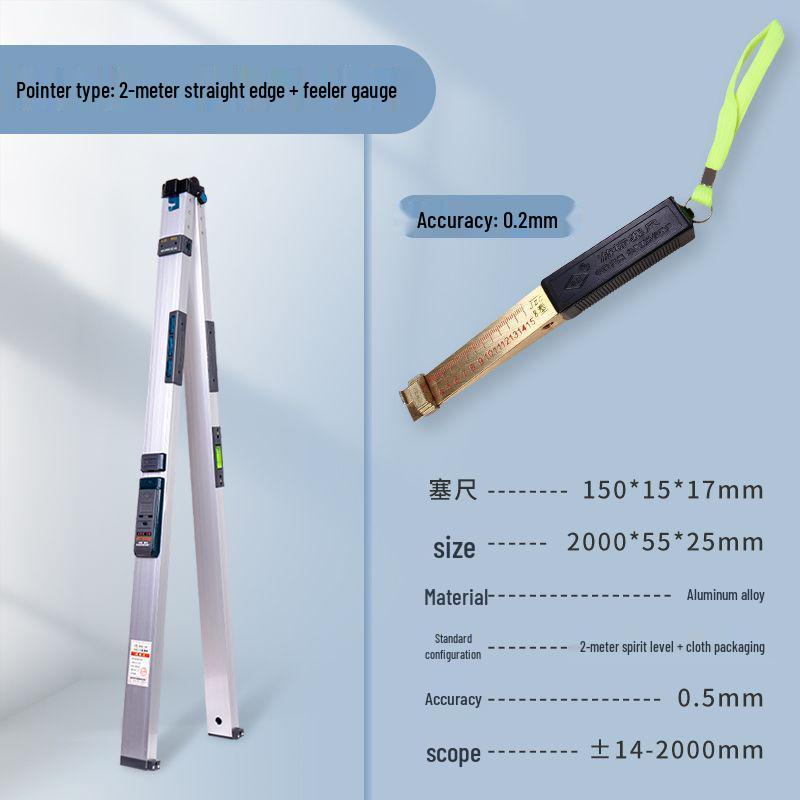 2m Aluminum Alloy Digital Spirit Level - High Precision, Thickened Design for Decoration & House Inspection