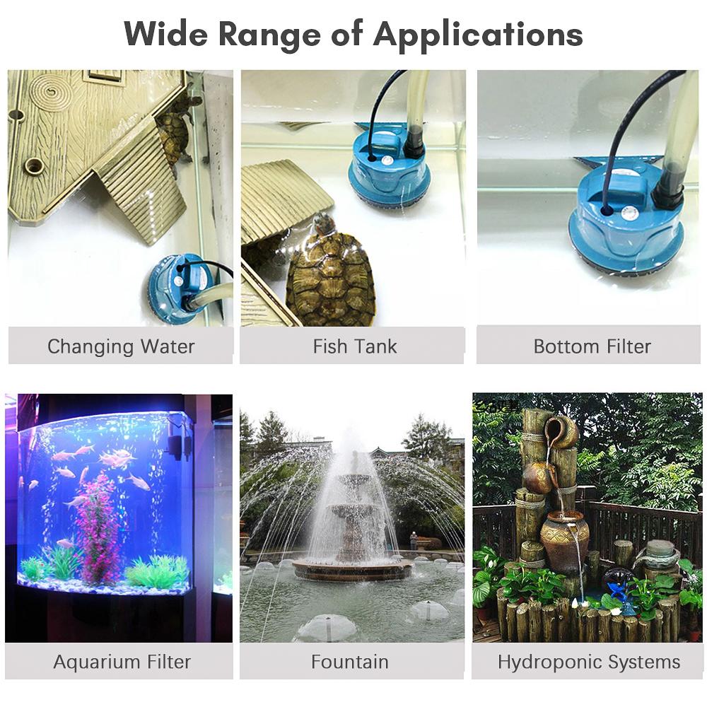 35W 2000L H 6.56ft Aquarium Bottom Suction Submersible Water Pump Fountain Pump with 4M Water Tubing 2 Nozzles for Fish
