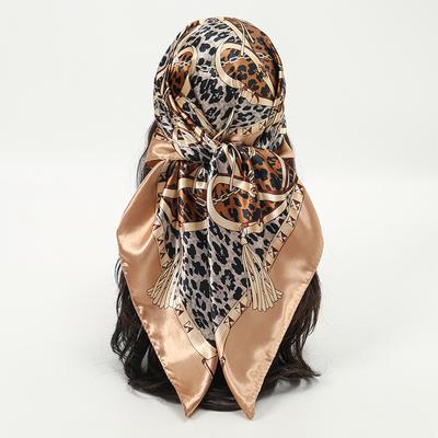 Čtvercový hedvábný šátek Dámský Luxusní značka Saténový potisk Hidžáb Šátky Muslimský Pareo Bandana Dámský šál Zavinovačka Čelenka Foulard 90*90cm