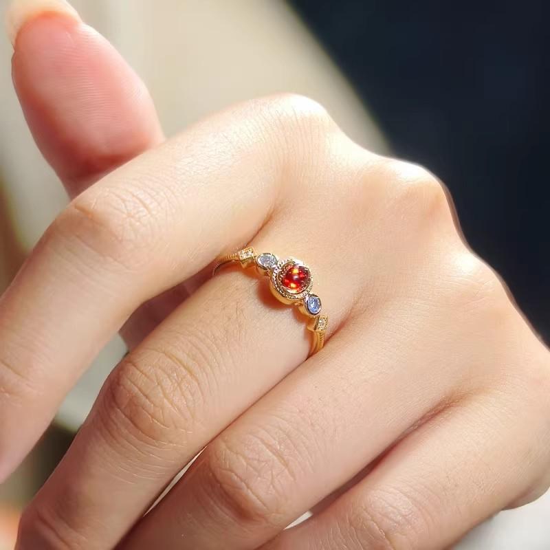 Vintage Little Palace Sparrow Ruby rings for women High End Exquisite Color Ring classics Style Art Party Jewelry Gift