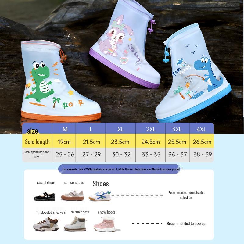 Mei Kids' Waterproof Non-slip Rain Shoe Covers for Boys & Girls - Durable, Thickened Overshoes.