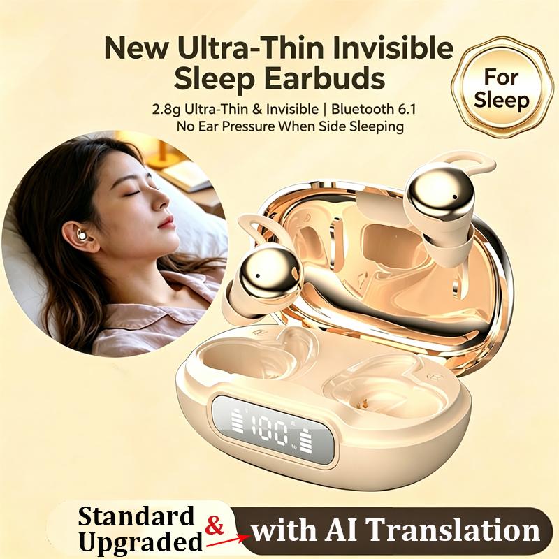 Sleep Bluetooth 5.4 Earbuds Wireless Earphones ANC Noise Cancelling with Translation In-Ear Headphones Portable Charging LED Display for Travel Work