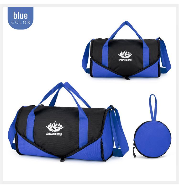 Katlanabilir Tek Omuz Seyahat Spor Çantası: Hafif, Yuvarlak Namlu Tasarımı, Renk Bloklu Moda, Dış Mekan Çapraz Vücut Depolama.