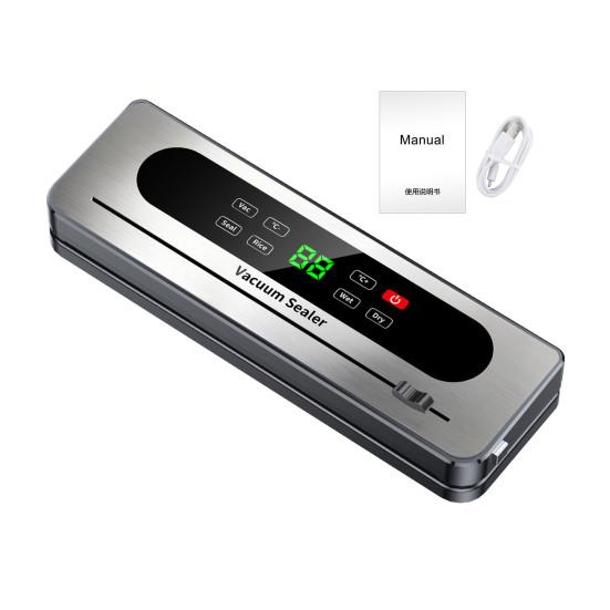 Electric Vacuum Sealer Machine Adjustable Seal Temperature Built-in Cutter Portable Food Sealer Touch Screen Bag Sealer for Kitchen Home Use