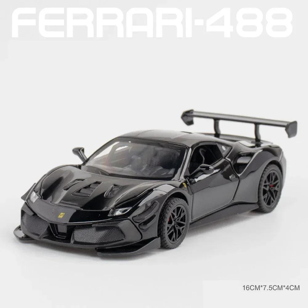 

1:32 Ferrari 488 Sports Car Model Metal Diecast Alloy Toys Cars Models Boys Christmas Fashion Ornament Collection Gift чёрный