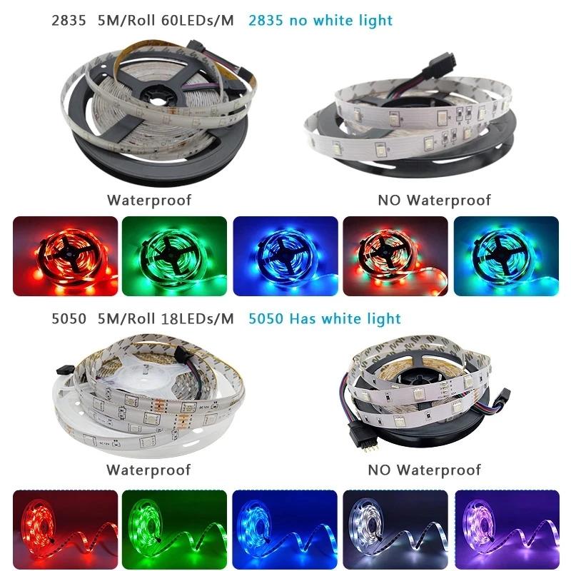 Rgb Led Strip 12V Waterproof Led Light Outdoor Tape 5050 2835 Self-Adhesive Flexible 15M 20M Lus I String Led Wall Room Band
