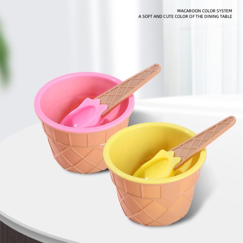 Vibrant Color Ice Cream Bowls With Spoons Dessert Sundae Dishes Set For Birthday Holiday Party Ice Cream Favor Gift Decor
