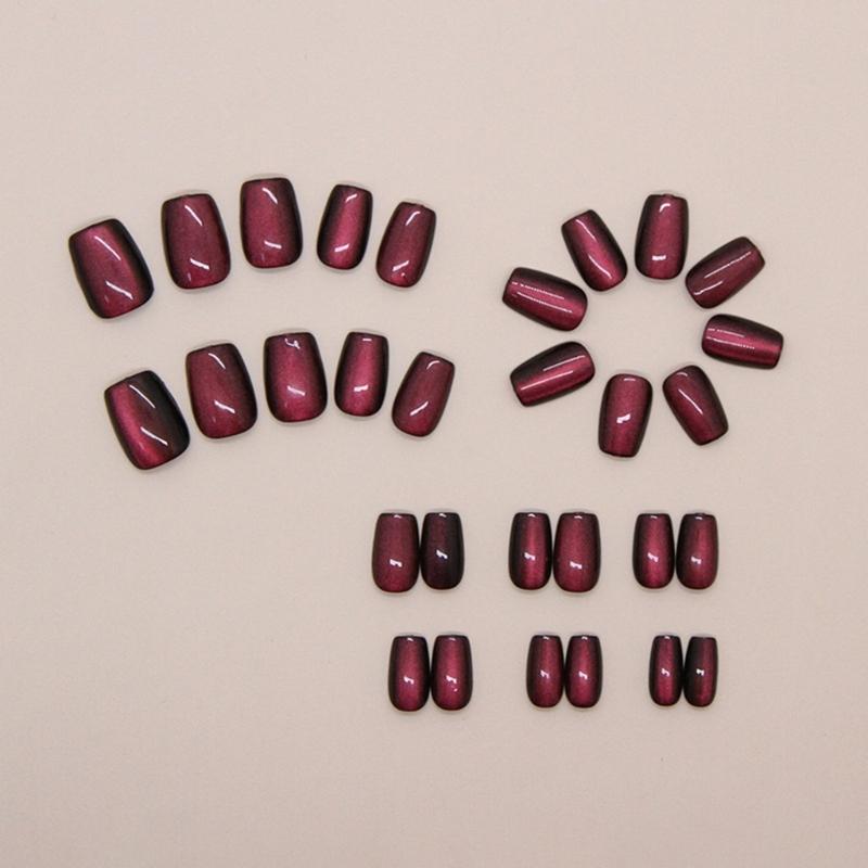 Quick And Stylish Cats Eye Short Nail Set 30pcs Press On Nail Full Cover False Nail Manicure For Party or Daily Wear