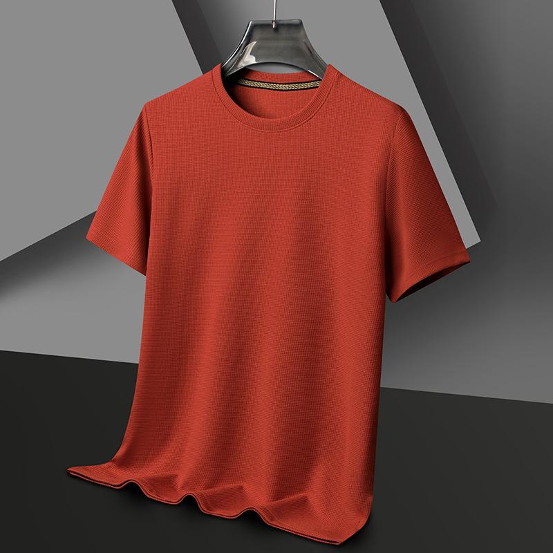 

Мужская новая летняя вафельная футболка с круглым вырезом и короткими рукавами, удобный дышащий топ с короткими рукавами для повседневной носки XS