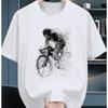 Men's Cotton Short Sleeve T-Shirt Stylish Geometric Bicycle Print Crew Neck Perfect for Outdoor Activities Clothing