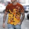 Camiseta masculina com estampa 3D, camiseta engraçada de verão com abelha, manga curta, camiseta masculina casual unissex, camiseta grande, harajuku, gola redonda