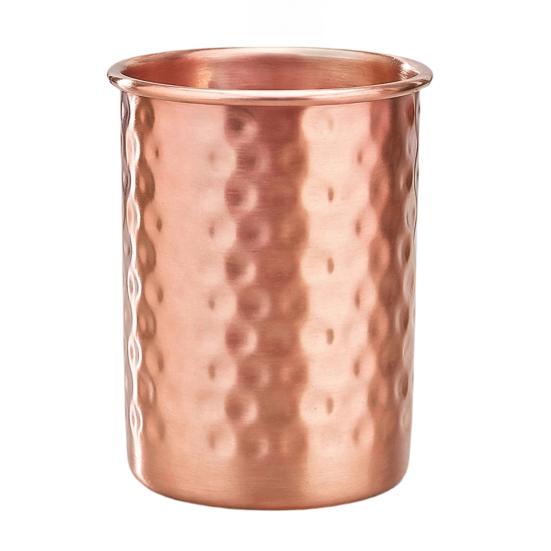 Handcrafted Drinking Glass Hammered Stainless Steel Cup with Stable Base 1pc Copper plated