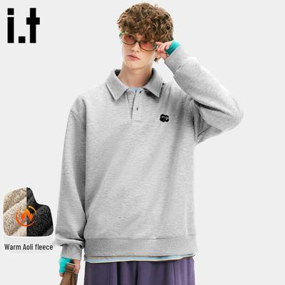 Fingercroxx IT Herren Fleecegefüttertes Locker geschnittenes Revers-Sweatshirt