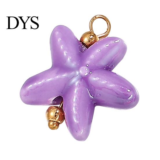 Versatile Jewelry Charm Handmade Ceramic Necklace Pendant, Star Fish Flower Charms with Golden Plated Pendant Findings, Ocean Theme for DIY