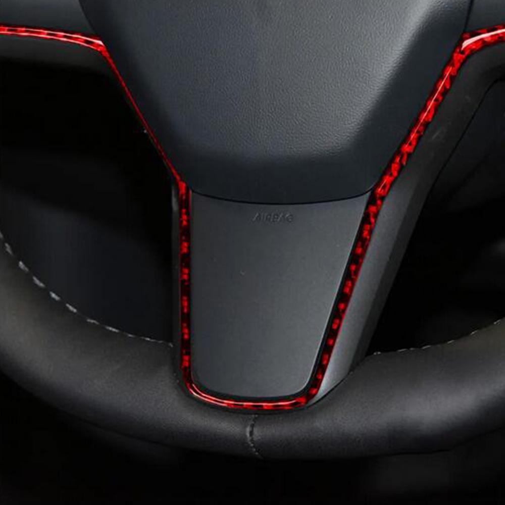 Interiør Ratt Hake Deksel Trim i Karbonfiber For Tesla Model Y/3