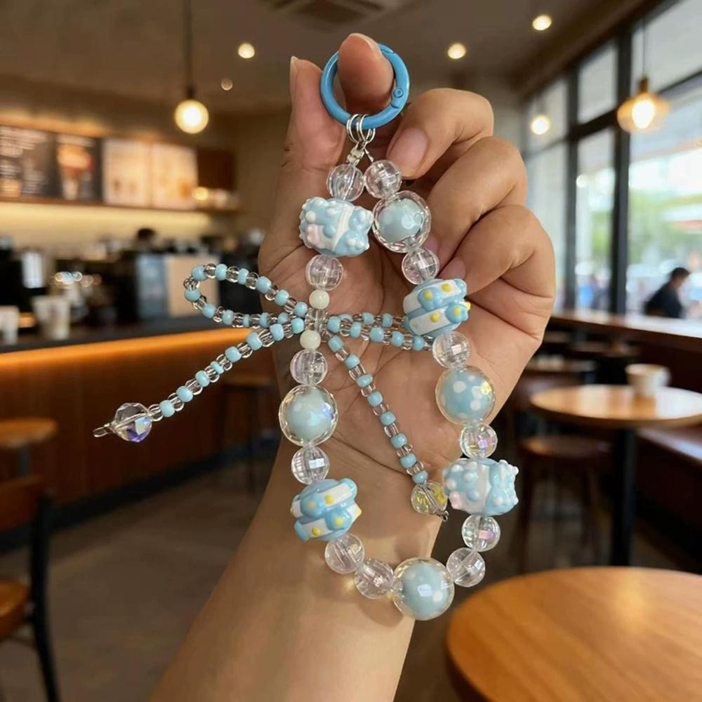 Acrylic Bow Keychain Colorful Hand-painted Bead String Mobile Phone Handbag Chain Water Cup Chain Friends Gift Accessories