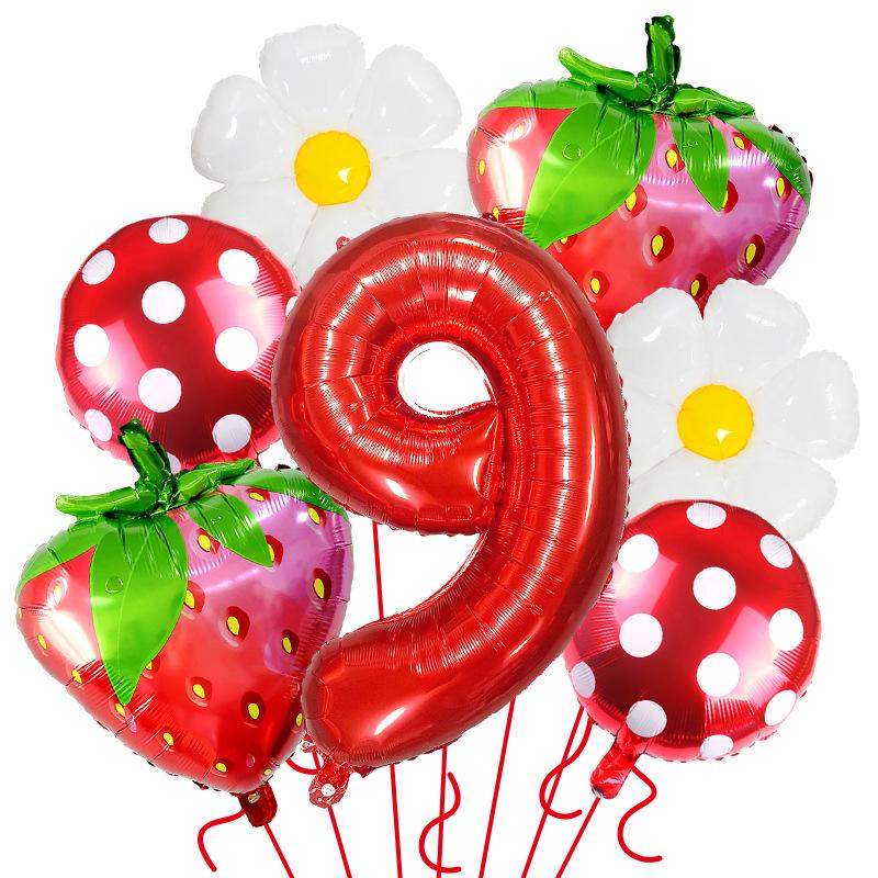 Fruit Series Gradual Change Strawberry Balloon Set Hawaiian Party Decoration Anniversary Decoration Birthday Balloon