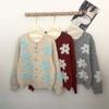 Korean retro embroidered flower sweater cardigan women's autumn and winter loose soft waxy gentle casual knitted coat top