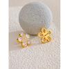 Yhpup AAA Bling Zirkonia Blume Goldene Steckerohrringe für Damen 316L Edelstahl Mode Glänzender Schmuck Wasserdicht